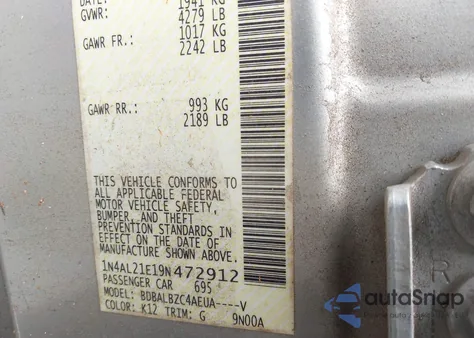 2009 Nissan Altima 2.5 S from USA, damaged, VIN 1N4AL21E19N472912